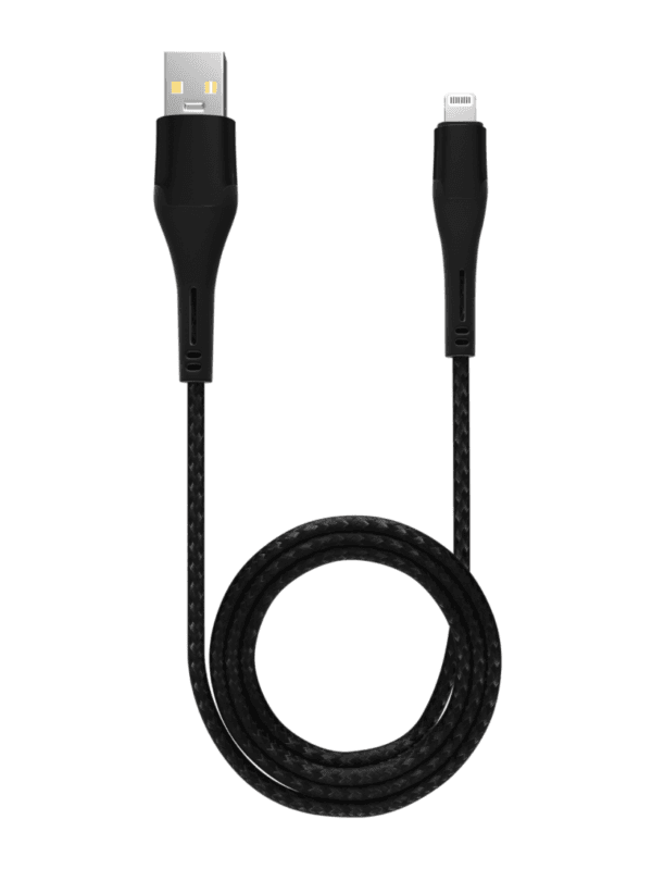 3 Ft MFI Lightning To USB Type A Cable (AmpSentrix) (Alpha) (Black)