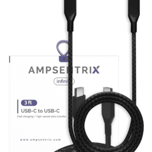 3 Ft USB Type C To USB Type C Cable (AmpSentrix) (Infinity) (Black)