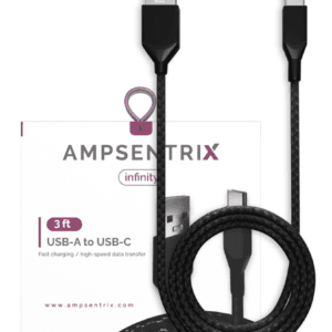 3 Ft USB Type C To USB Type A Cable (AmpSentrix) (Infinity) (Black)